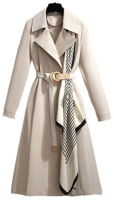 스타일아유 여성 봄 가을 프렌치 스카프 슬림 라인 트렌치 하프 코트 [AYA8BB0007]