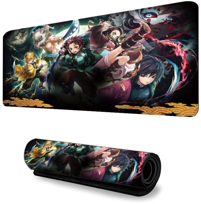 귀멸의칼날 마우스 장패드 가죽 데스크 매트 책상 키보드 패드, 1개, G (700x300mm)