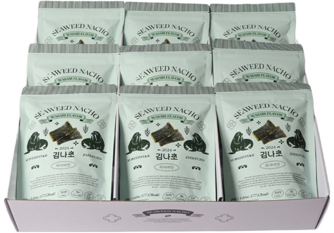 [씨아트푸드] 김나초 와사비맛 세트 - 바삭바삭 다이어트 김스낵 김과자 김부각 선물세트, 3개, 40g