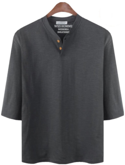 KOON 남녀공용 빅사이즈 슬라브 헨리넥 7부티 반팔티셔츠 NR580T