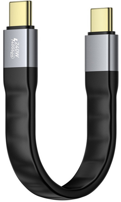 Essager E-Maker칩 C타입-C타입 USB4.0 8K@60Hz 썬더볼트4 호환 PD3.1 240W 40Gbps 초고속 미니 충전 케이블 13cm 휴대 케이블 여행용 외출용, 125mm, 1개