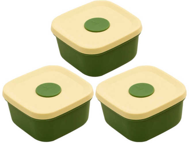 국산 실리콘밥팩 냉동밥보관용기 전자레인지 밀폐 소분용기 300ml, 버터그린, 3개