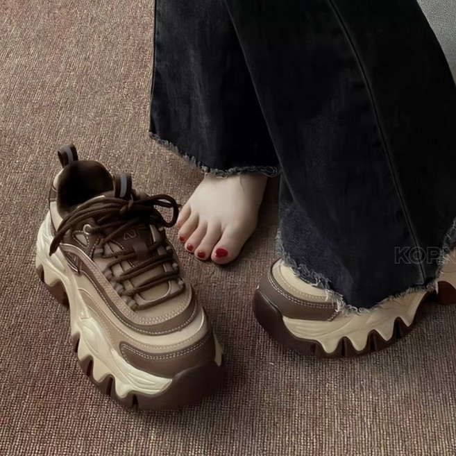 KOPN 봄 아버지 신발 여자 두꺼운 바닥 송편 캐주얼 운동화