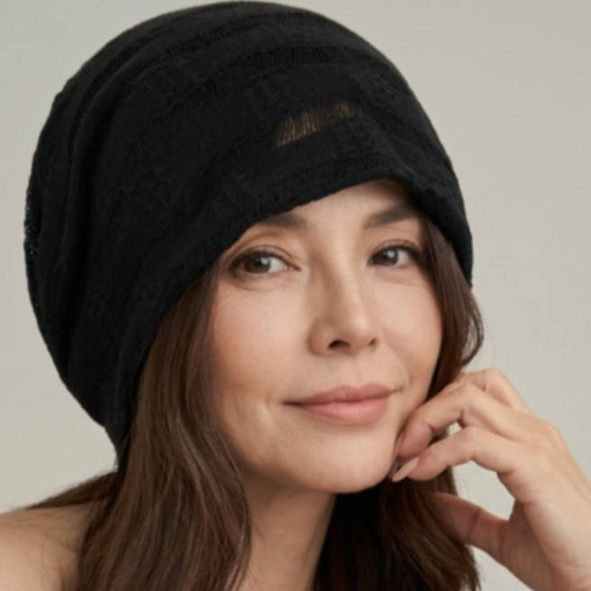 버섯언니 H57 시원한 매쉬 스트라이프 여름 니트 비니 통기성 중년모자