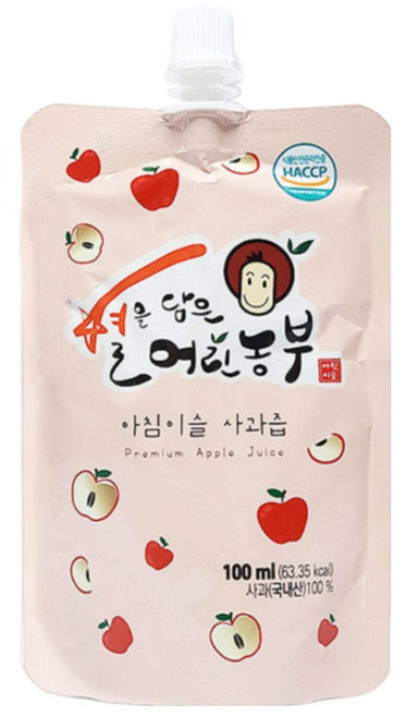 [제로슈가 무첨가] 100% 사과즙 자연 통째 착즙 간편 파우치, 30개, 100ml, 1박스