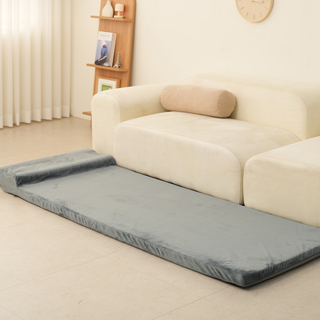 이리로 메모리폼 토퍼 매트리스 접이식 항균 일체형 수면 싱글매트리스, 그레이, 12cm