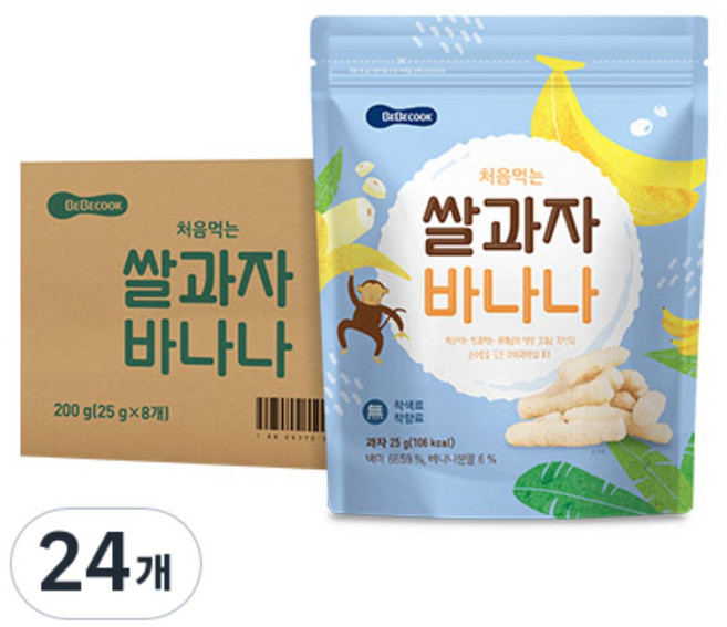 베베쿡 처음먹는 쌀과자, 25g, 24개, 바나나