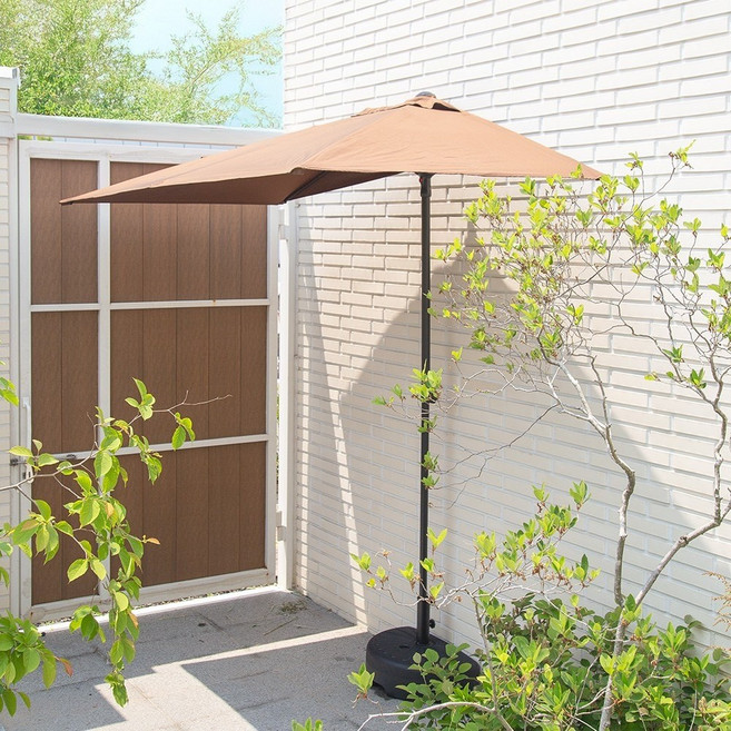 아이스타스 미니 하프 파라솔 사각 폴딩 원터치 야외 캠핑 비치 카페 테라스 옥상, 커피색