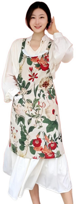 프리마 앞치마 고급 나염 린넨 코튼 국내제작상품, 아이보리, 1개