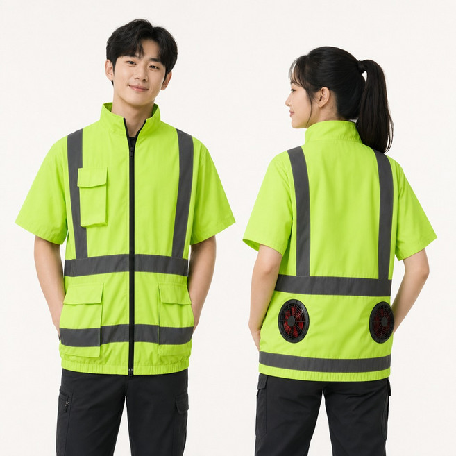 쿨쿨 아이스 선풍기 작업복 야광 형광 반팔 긴팔 12V 24V 냉방 냉풍 쿨링 2만 3만 배터리