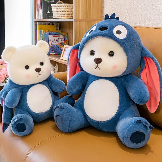 [당신의 행복] 곰돌이 인형 팬더 곰인형 애착인형 귀엽고 안고자는 쿠션, 1개, 하얀색+파랑색, 50cm