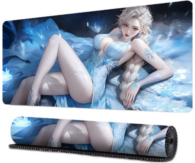 빅사이즈 게이밍 마우스패드 800x300mm 미끄럼방지 데스크매트 소녀, 1개, 아이스 걸