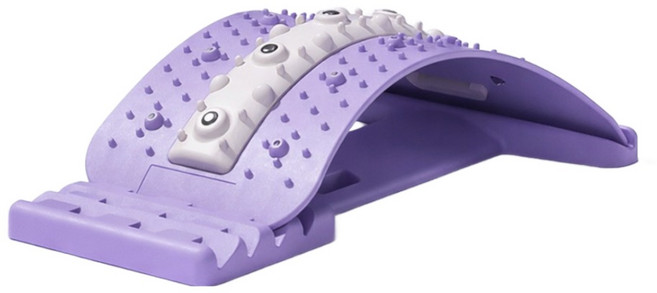 [가디움] 인체공학적 4단계 안마 조절형 굽은등 일자허리 시원한 허리 스트레칭 1개, 보라색