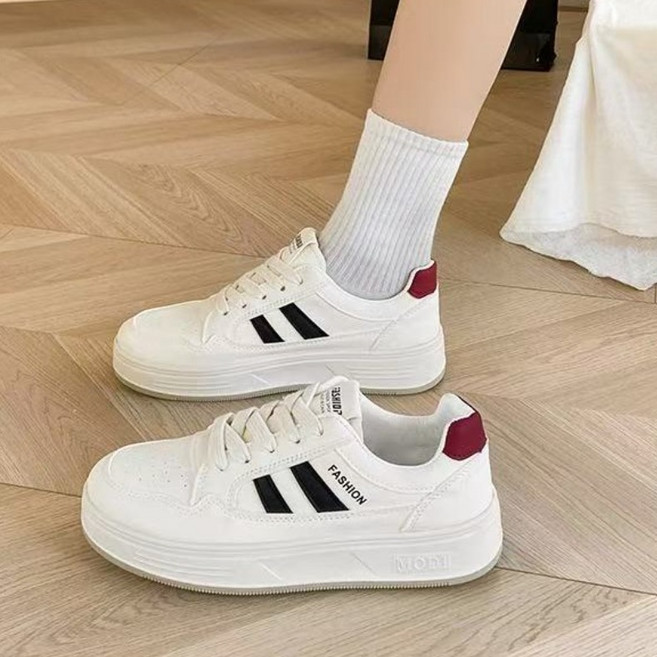 여성 흰색 운동화 트렌디 캐주얼 키높이 스니커즈 4cm