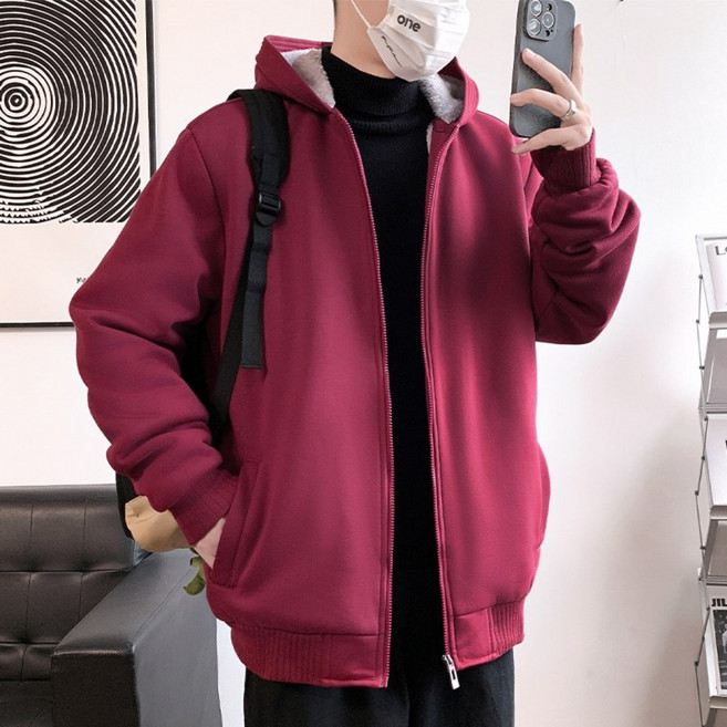 스타일닥터 가을 겨울 남성 기모 도톰 후드 심플 보온 긴팔 코트