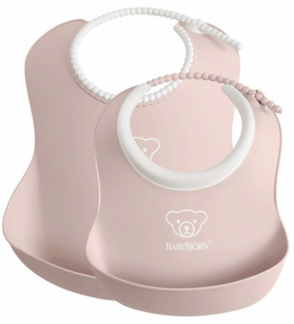 베이비뵨 베이비 빕 스타팅 이유식 턱받이 2종 세트, 파우더핑크, 2개입, 1세트