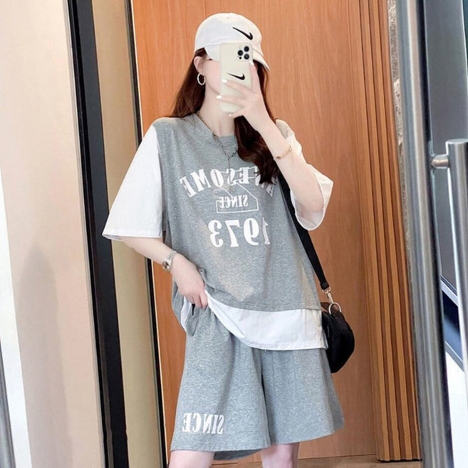 夏日運動套裝女 速乾短T顯瘦短褲兩件組 短袖套裝