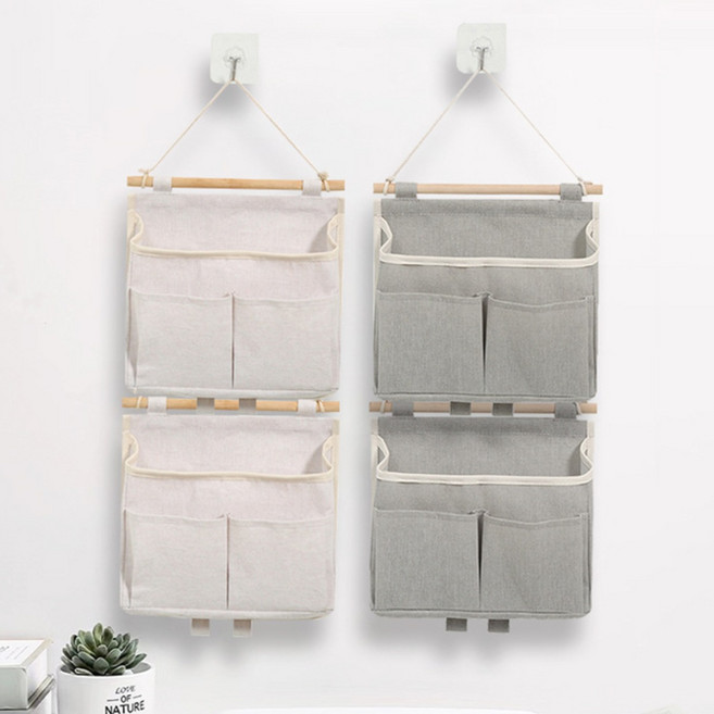 CUBBYCASE 연결 가능한 벽걸이 수납가방 문뒤 수납 벽면 걸이형 정리함 침대옆 다용도 포켓 수납함 학생 기숙사 침실용, 2개, 화이트