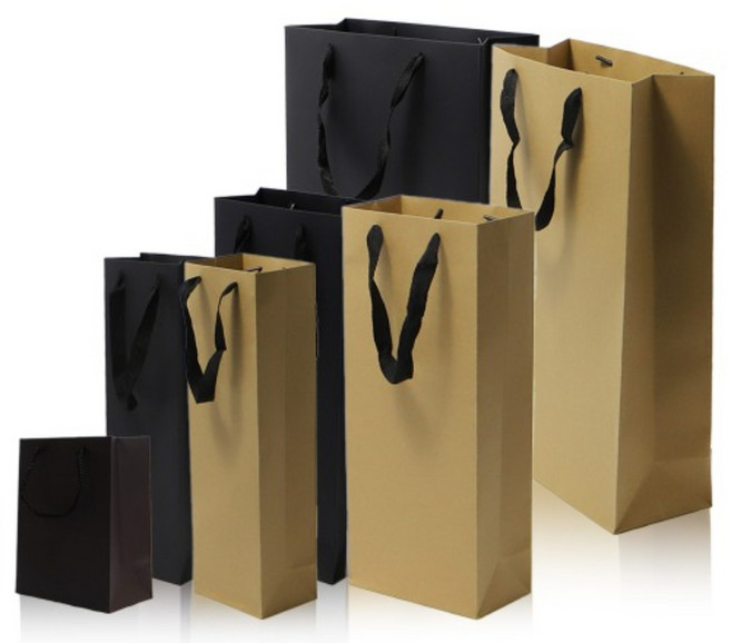 무지 크라프트/블랙 와인 쇼핑백 종이가방 선물포장 20EA, 중, 블랙, 1개