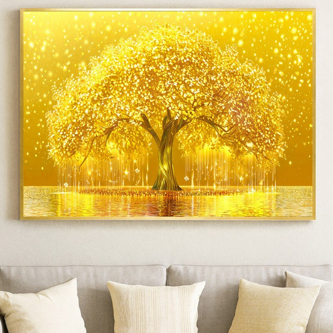 [인메이블] 돈들어오는 골드 황금 돈나무 액자 10종 거실 복도 인테리어 그림 개업 집들이 선물, 02.AGD-황금별나무