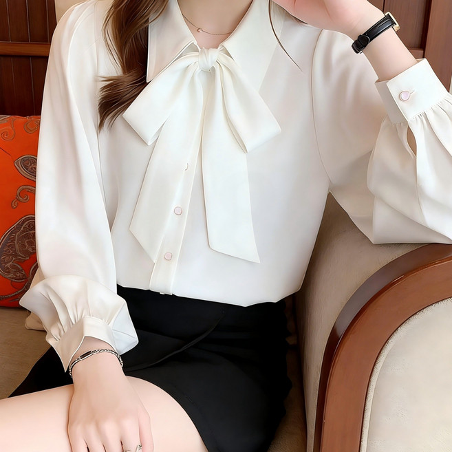 708090 여성 면접복장 블라우스 구김없는 데일리 긴팔셔츠