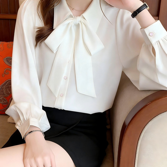 708090 여성 면접복장 블라우스 구김없는 데일리 긴팔셔츠