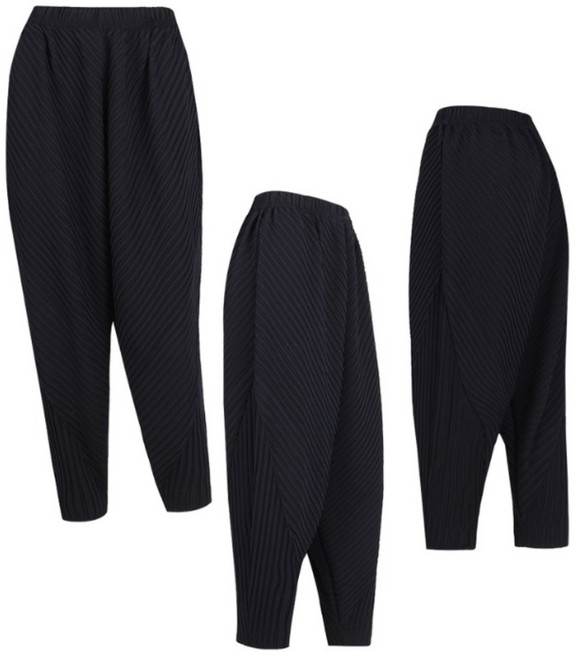 여성플리츠주름바지 여자 국내제작 밴딩 편안한 와이드 주름팬츠 홈웨어 데일리 외출복 빅사이즈 단체