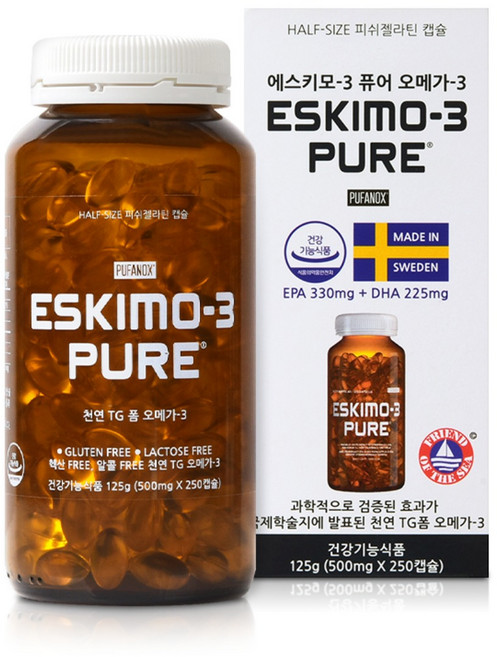 에스키모-3 퓨어 오메가3 스웨덴, 250정, 1개