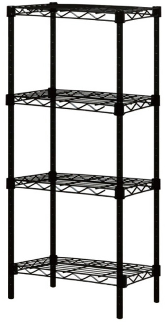 鐵物局 超取款 40X25迷你型層架 MIT 收納架 波浪架 鐵架 MINI縫隙架, 4箱, 黑40x25x90四層架(超取限1組), 黑色