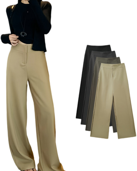 무니유유 여성 완벽커버 무드 무버튼 하이웨스트 일자핏 클래식 슬랙스