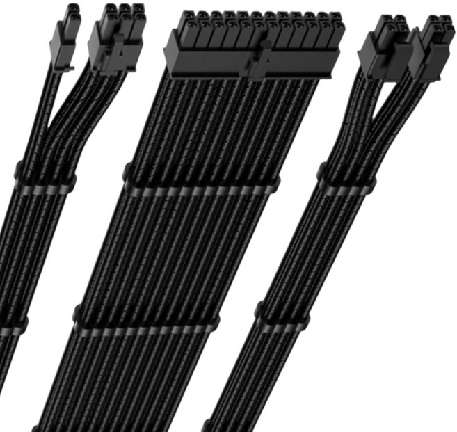 비티즈 슬리빙 케이블 전원 연장 케이블 3종 풀세트 블랙, 30cm, 1세트