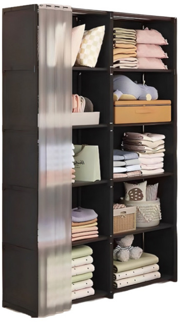 메이리앤 수납장 선반 팬트리 수납함 드레스룸 옷장 행거 리빙박스, 5단, 블랙