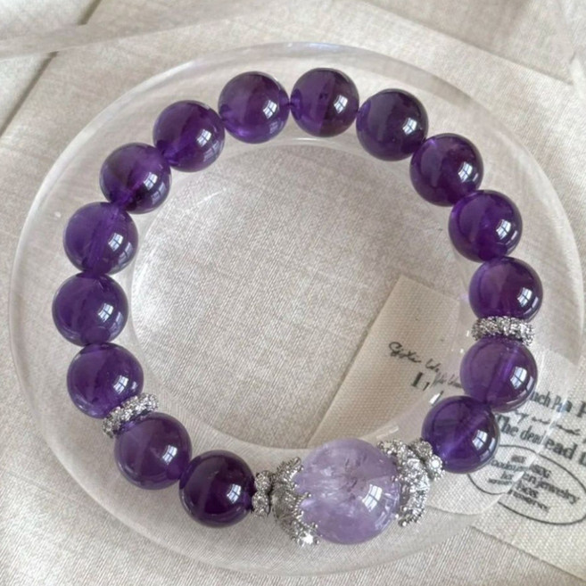 쟈스민홈 우루과이산 천연 자수정 행운 팔찌 여성용 재물운 좋은기운