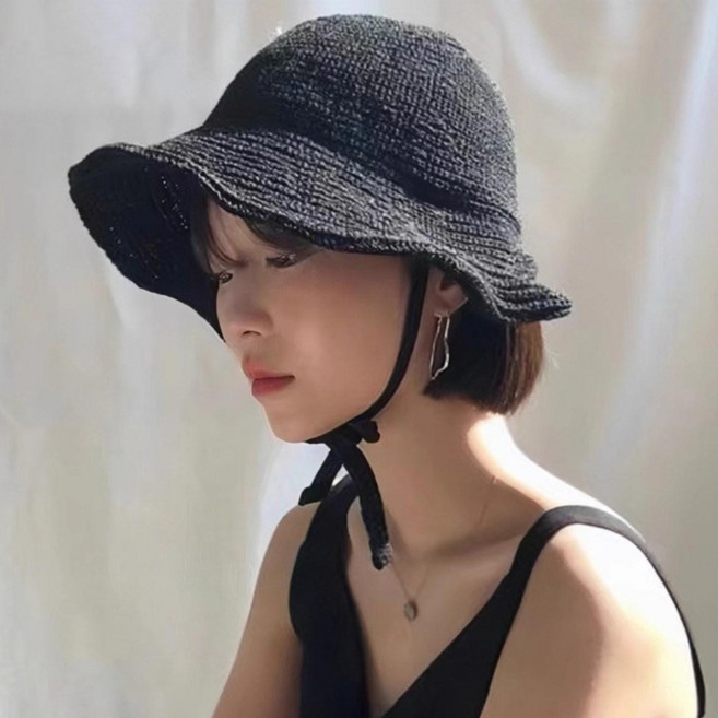 HALOPICK 여성 썸머 와이어 보넷벙거지 턱끈 밀집모자 버킷햇