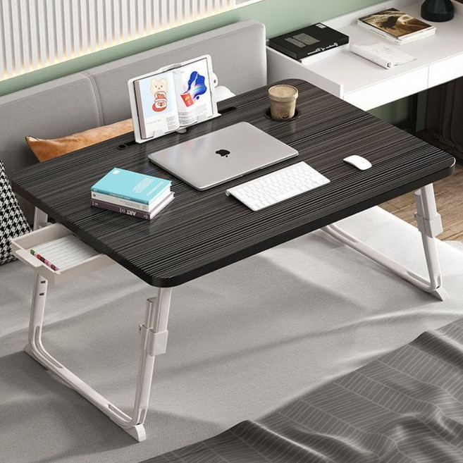 다기능 접이식 리프트 소형 테이블 침대 노트북(70cmX48cm), 블랙