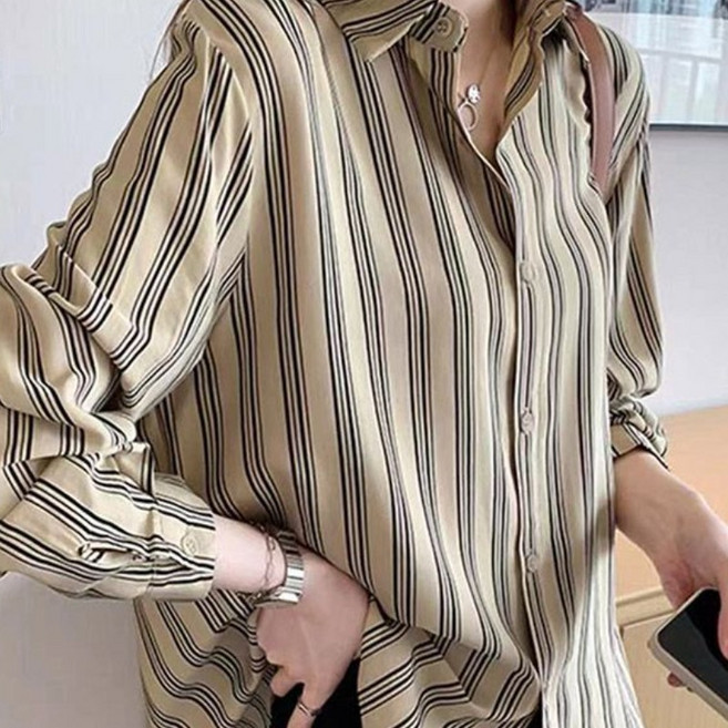 COSYEVNO 여성 블라우스 봄 가을 빅사이즈 루즈핏 패션 빈티지 골지 긴팔 상의 lyjnscs13