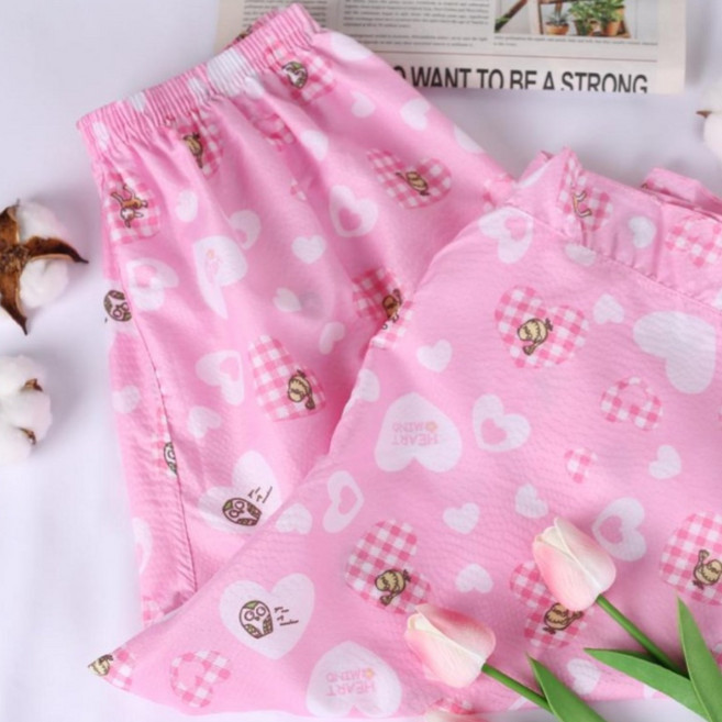 (1+1) 2매입 슬레진저 8부 지지미 엠보 파자마바지