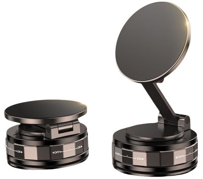 옐로우베이스 맥세이프 3축 접이식 진공 흡착 거치대 360도 회전, 블랙, 1개