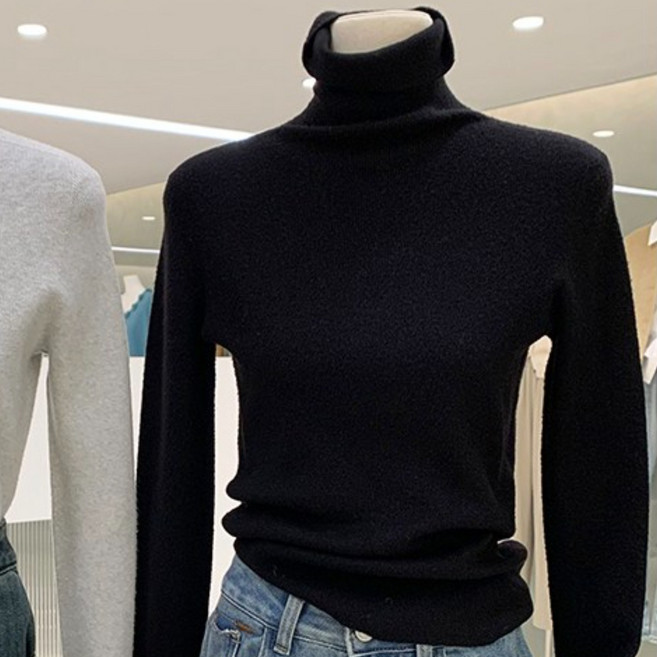 SONOVA 기본핏 무봉제 터틀넥 니트 소프트 터치 무자극 베이직 폴라티 긴팔 이너