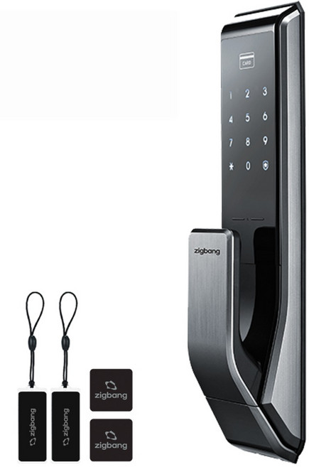 직방(구 삼성) 푸시풀 카드키 현관문 번호키 디지털도어락 교체 SHS-P710 + 고리형키태그 1개 + 부착형 키태그 1개