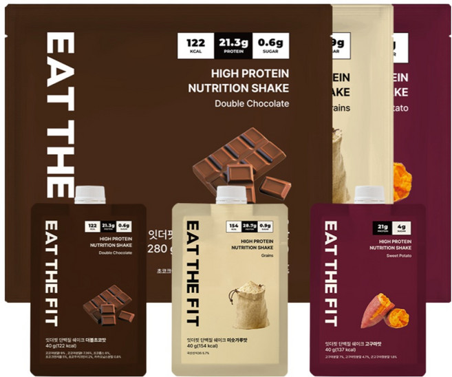 델리스푼 단백질 쉐이크 잇더핏 3주플랜 (더블초코1+미숫가루1+고구마1 21개입), 40g, 21개