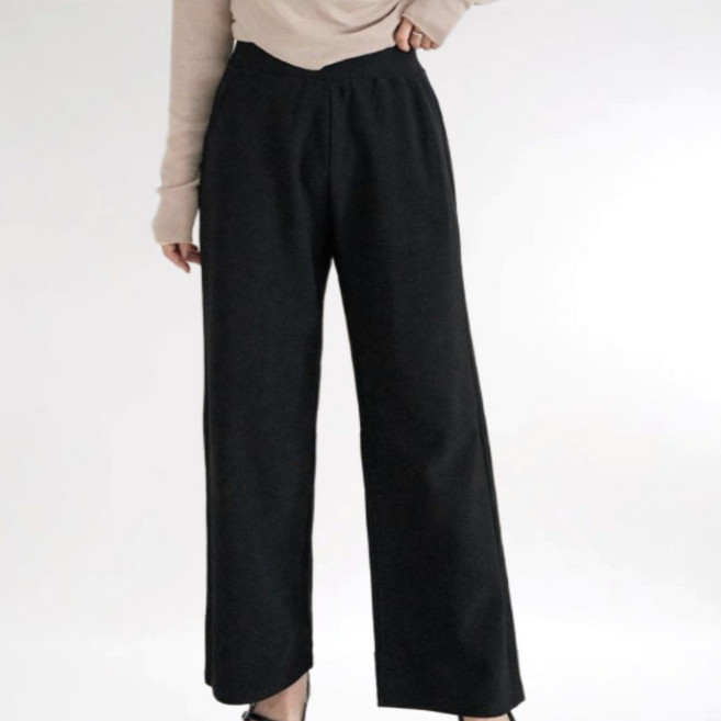 MU랑 여성 와이드 일자 슬랙스 와이드팬츠 스판 밴딩 바지
