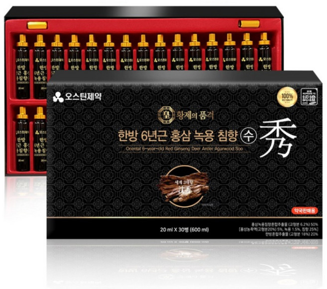 오스틴 한방 6년근 홍삼녹용침향 수, 1박스, 600ml