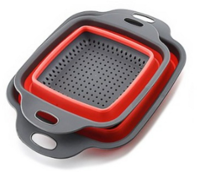 접이식 채반 소쿠리 물빠짐트레이, 1개, 레드