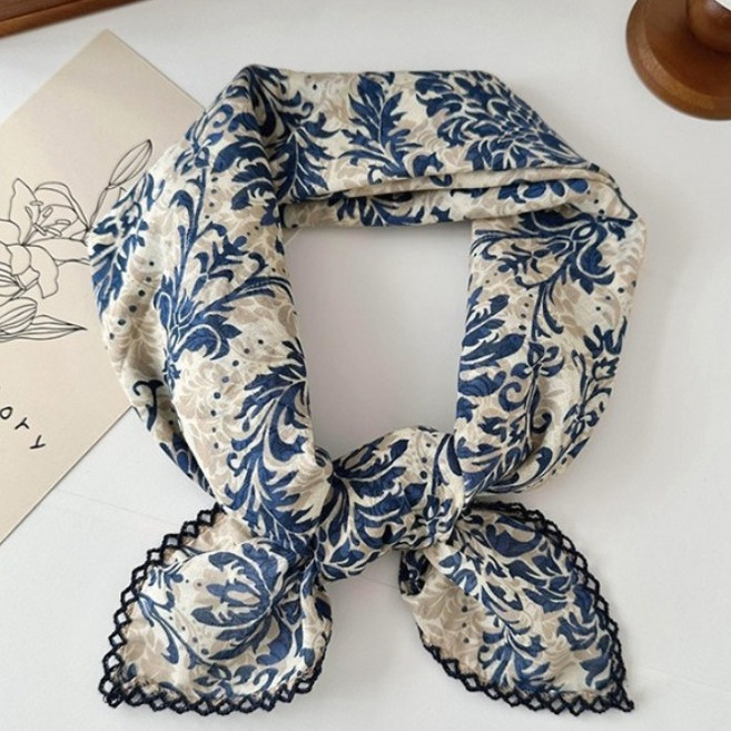 hahaha 면100%여성스카프 봄가을간절기스카프 멋내기 사각 목 손수건