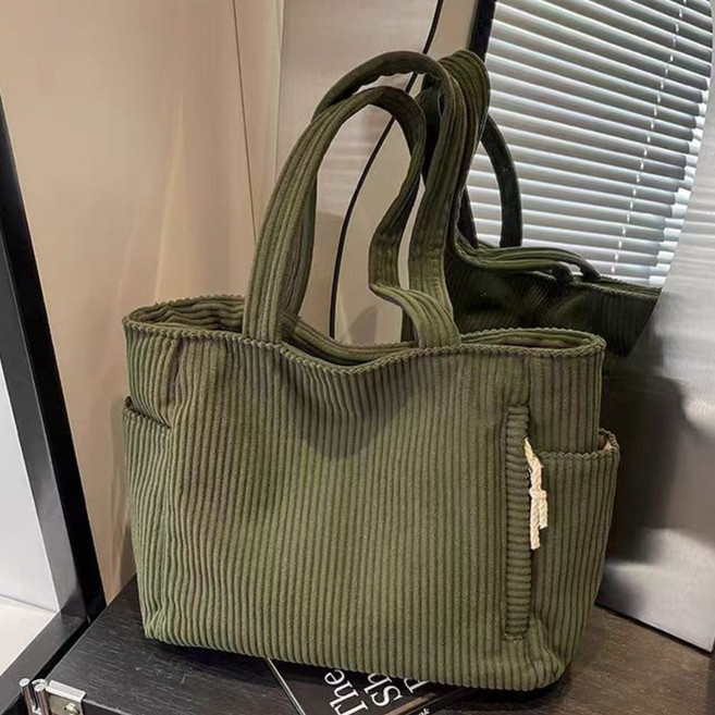 민트온 코듀로이 데일리 대용량 캐주얼 골덴 숄더 토트백