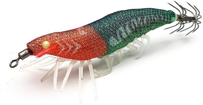 FST 25년 우마이 리얼 새우에기 60mm 전체uv+야광 애기 축광 실리콘 다리 완벽수평 침강 쉬림프 에기 갑오징어 쭈꾸미 한치에기, 3개, 5g, 02번 수박