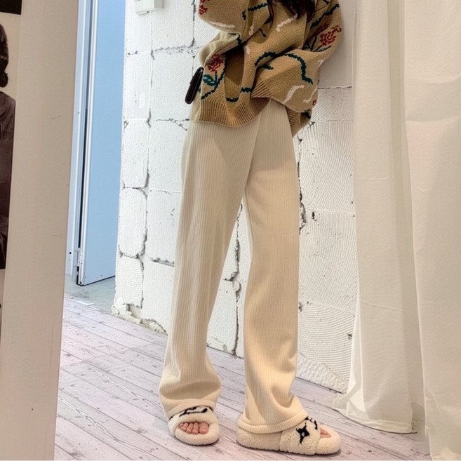 스타일혜 여성 코듀로이 기모 하이웨스트 와이드 팬츠 1+1