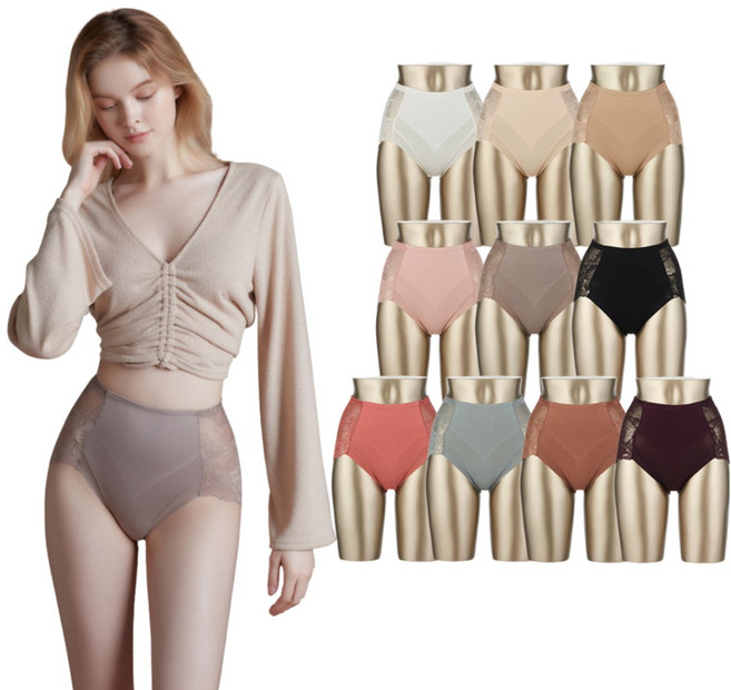 [피트인] 5장 하이웨스트 인견 면 팬티(컬러랜덤)