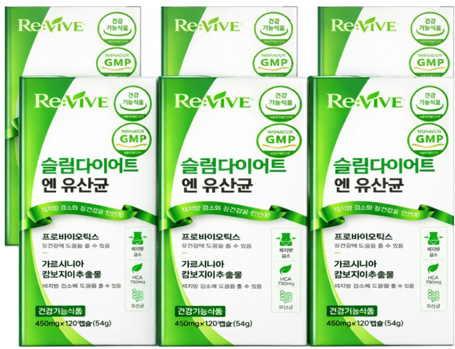 다이어트 유산균 식약청인증 체지방감소 / 12박스구매시 비엔날씬유산균 BNR17 증정, 6개, 120정